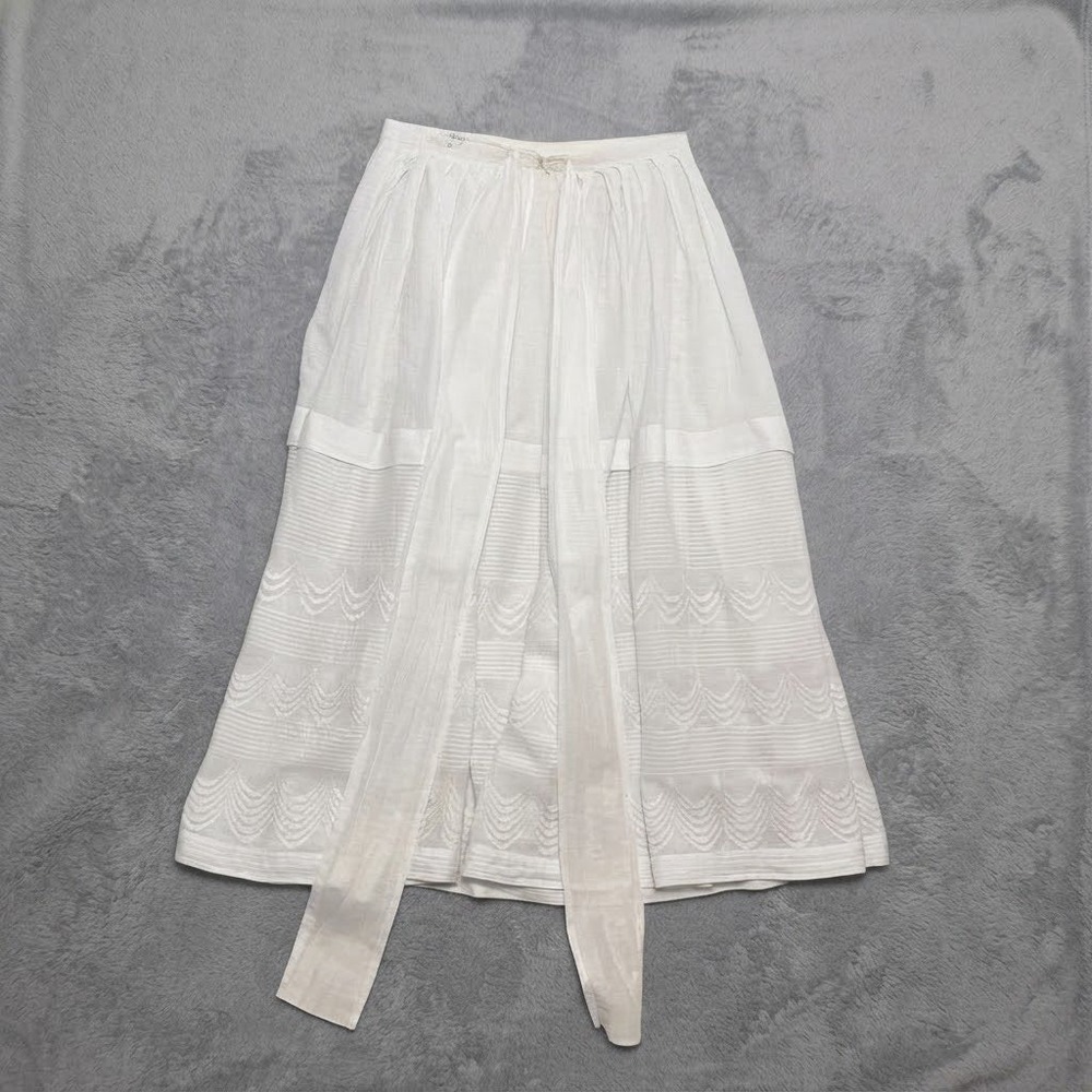 Vintage Antique Russian Folk Sheer Embroidered Apron Skirt Prairie Cottagecore